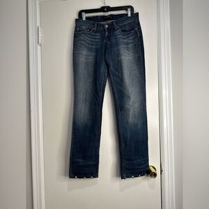 Levi's Too Superlow 524 Bootcut Jeans Women's 7 Long Blue 5-Pocket Whisker Y2K.